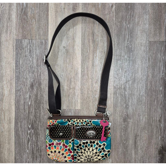 Women's Fossil Key-Per Multi-color Teal Crossbody Bag One Size - Picture 1 of 11